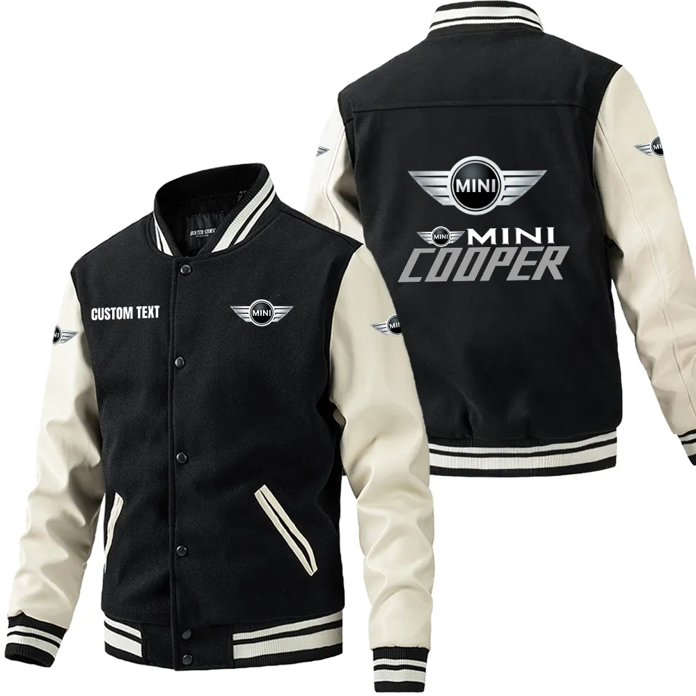 mini cooper leder baseballjacke fr auto fans rmel mit all over print personalisierbar mit wunschname car1801112153 schwarz wei c0okg
