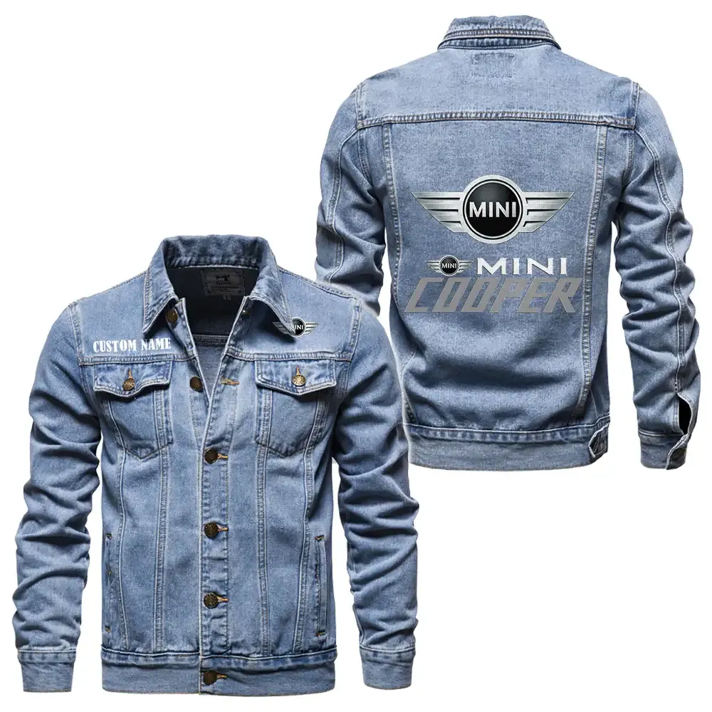 Mini Jeansjacke für Auto-Fans – Vintage-Stil mit Wunschname personalisierbar CAR1901132201 - Hellblau