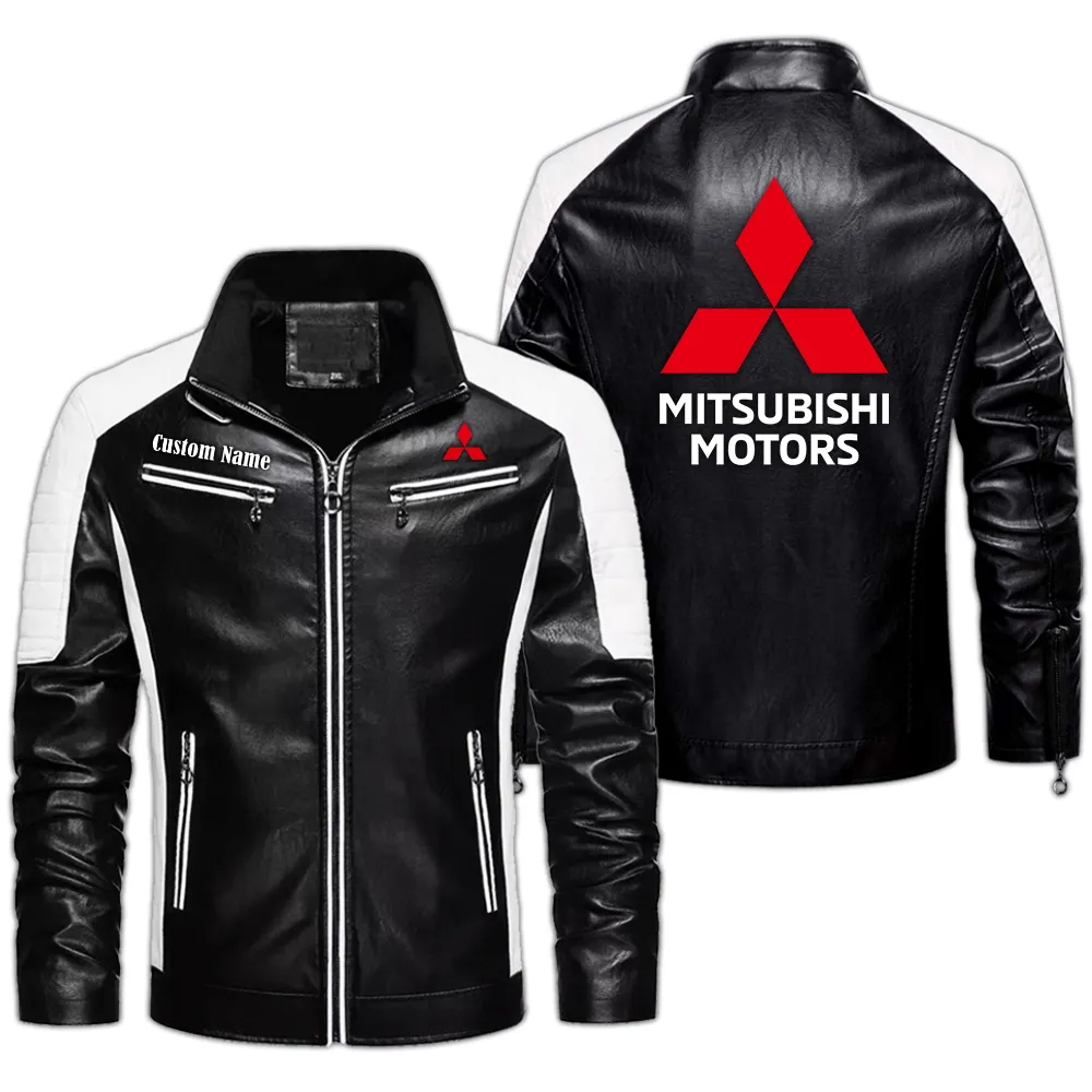 mitsubishi custom herren lederjacke fr autoliebhaber perfektes geschenk mit namen car0401022232 schwarz c9hug