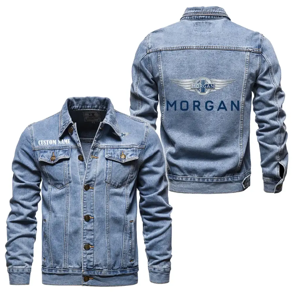 Morgan Jeansjacke für Auto-Fans – Vintage-Stil mit Wunschname personalisierbar CAR1901132204 - Hellblau