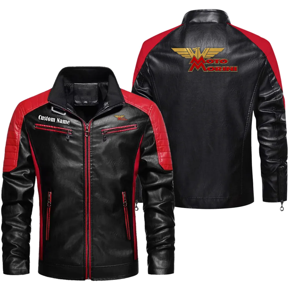 Moto Morini Custom Herren Lederjacke für Autoliebhaber, Perfektes Geschenk mit Namen  CAR0401022240 - Rot