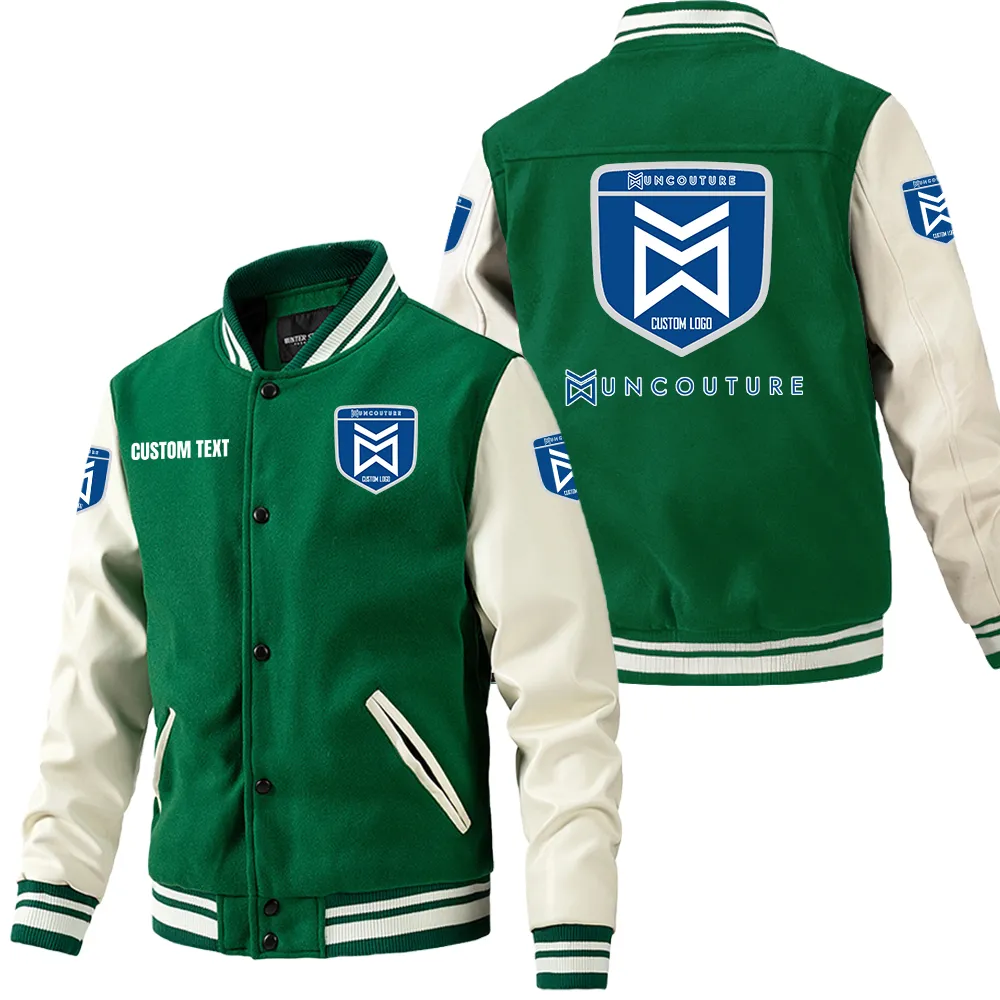 Muncouture Leder-Baseballjacke für Auto-Fans – Ärmel mit All-Over-Print, personalisierbar mit Wunschname CAR1801112157 - Grün