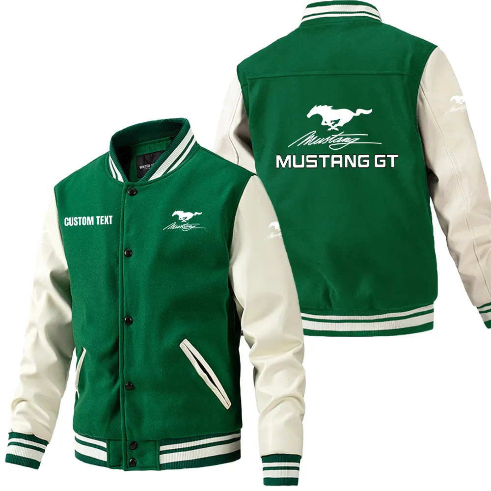 mustang gt leder baseballjacke fr auto fans rmel mit all over print personalisierbar mit wunschname car1801112158 grn kijpo