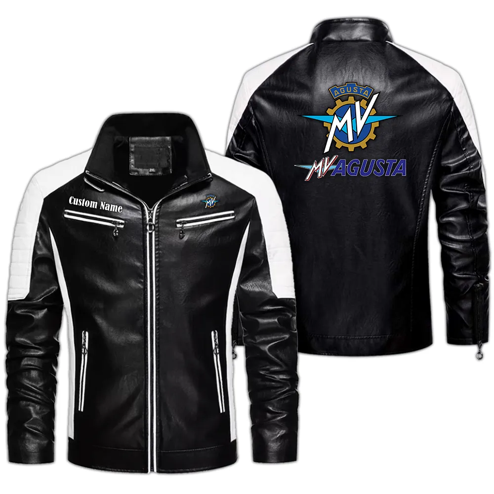 MV Agusta Custom Herren Lederjacke für Autoliebhaber, Perfektes Geschenk mit Namen  CAR0401022244 - Schwarz