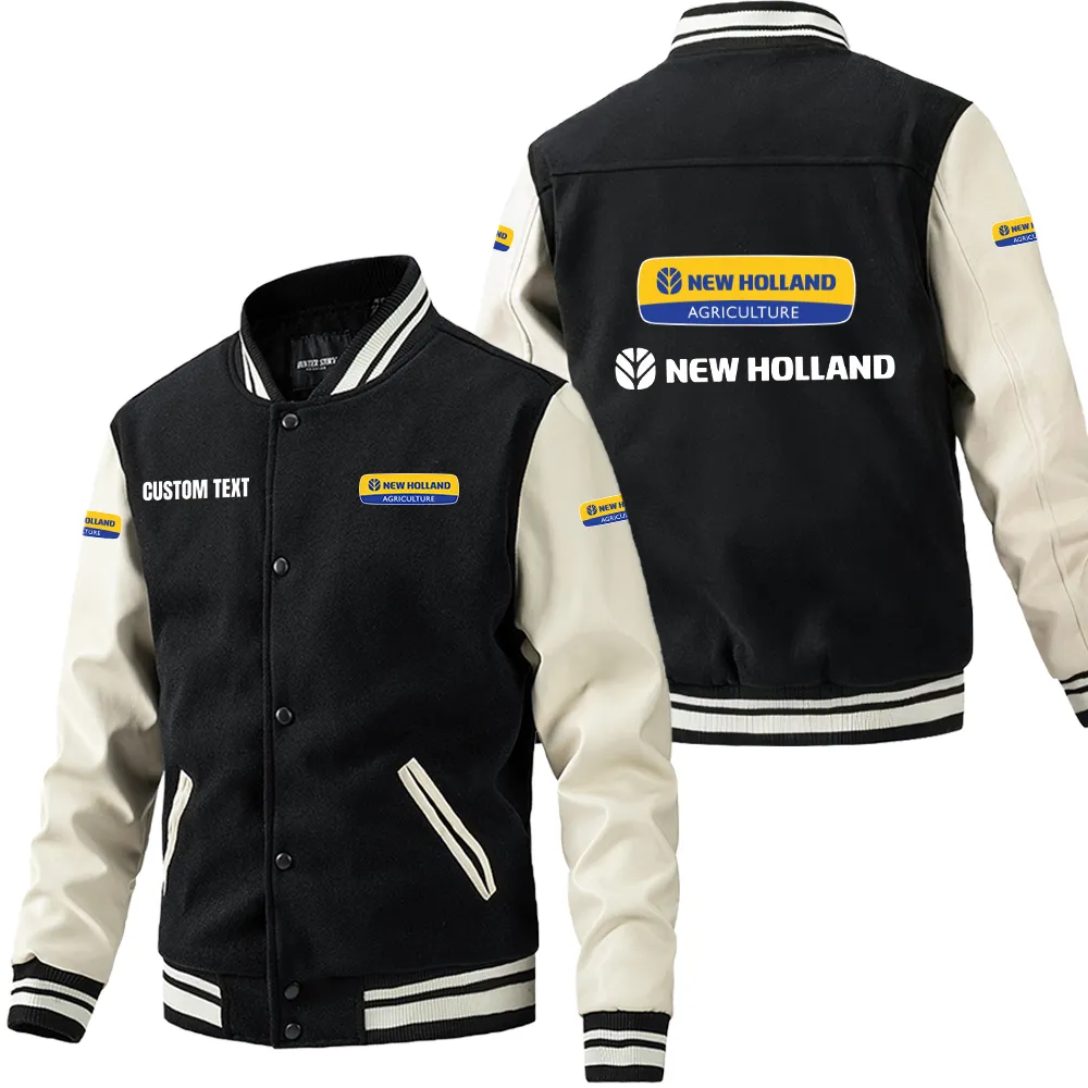 new holland agriculture leder baseballjacke fr auto fans rmel mit all over print personalisierbar mit wunschname car1801112161 schwarz wei gyc5o