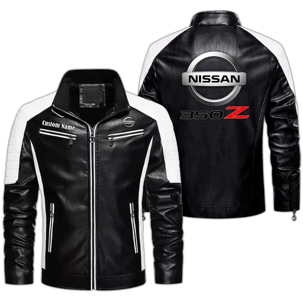 nissan 240sx Custom Herren Lederjacke für Autoliebhaber, Perfektes Geschenk mit Namen  CAR0401022250 - Schwarz