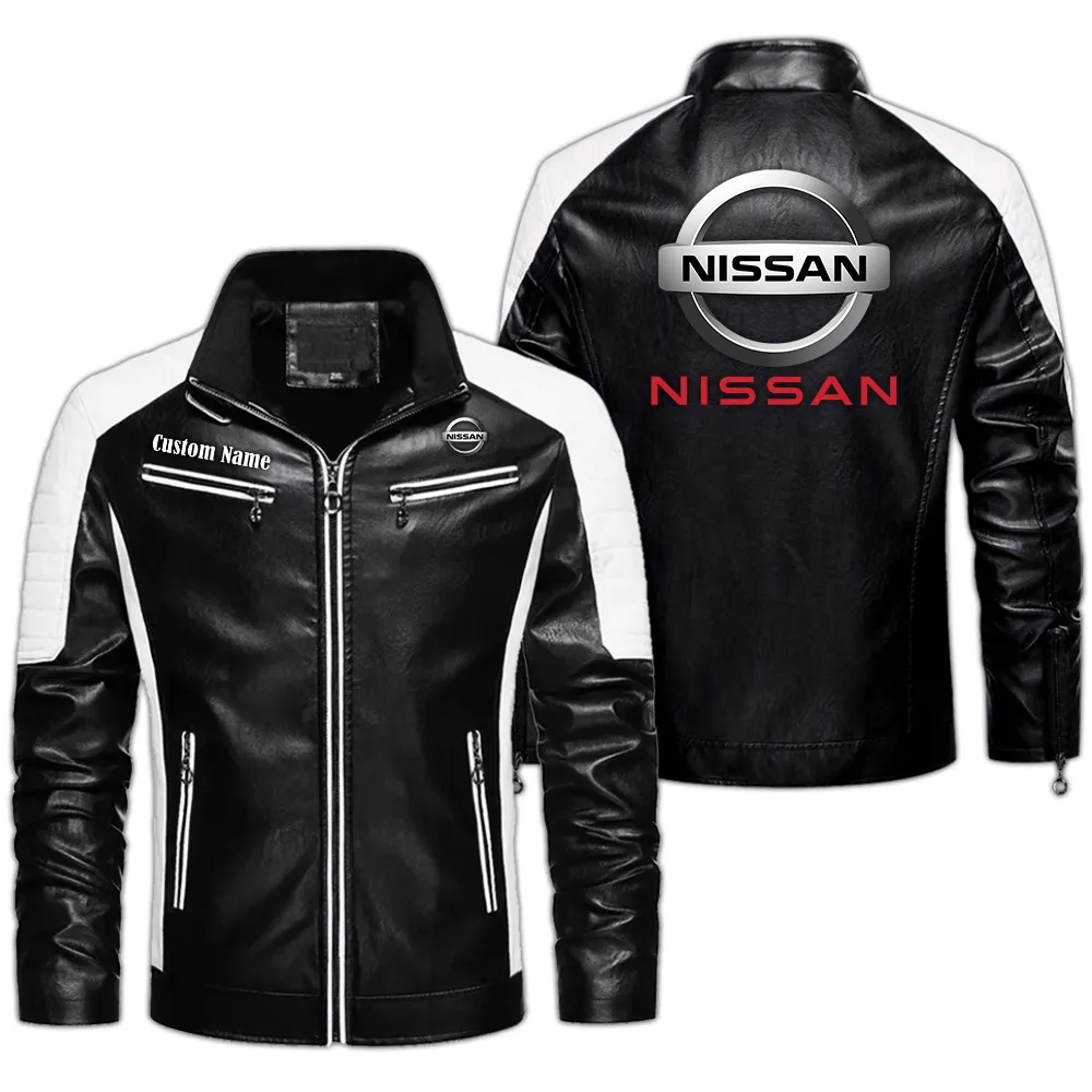 nissan 350z Custom Herren Lederjacke für Autoliebhaber, Perfektes Geschenk mit Namen  CAR0401022252 - Schwarz