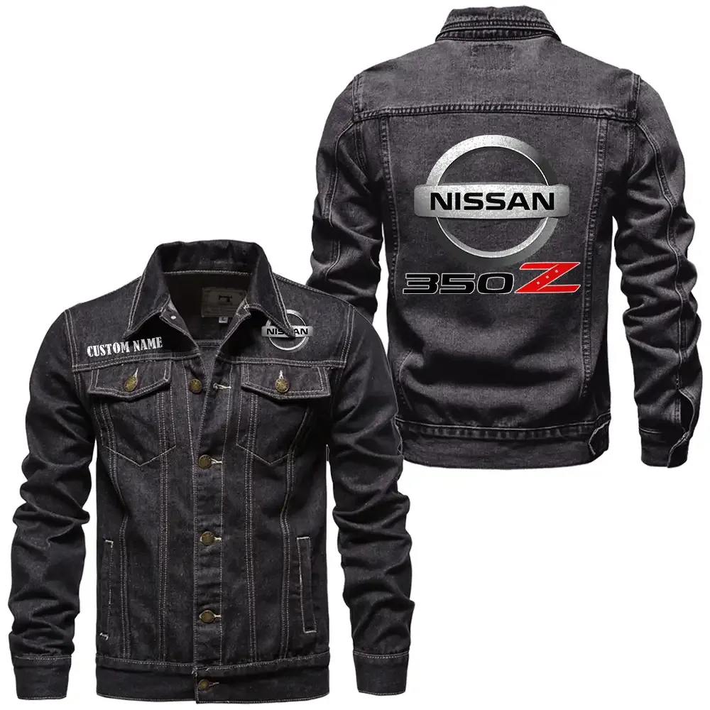 Nissan 350z Jeansjacke für Auto-Fans – Vintage-Stil mit Wunschname personalisierbar CAR1901132214 - Schwarz