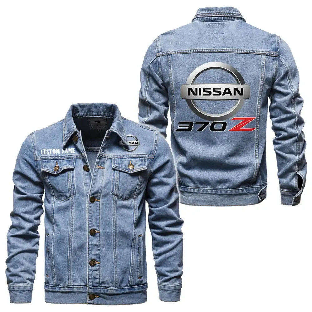 nissan 370z jeansjacke fr auto fans vintage stil mit wunschname personalisierbar car1901132215 hellblau 2uoht
