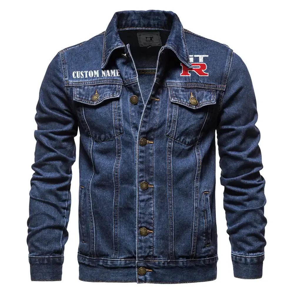 Nissan gtr Jeansjacke für Auto-Fans – Vintage-Stil mit Wunschname personalisierbar CAR1901132217 - Dunkelblau