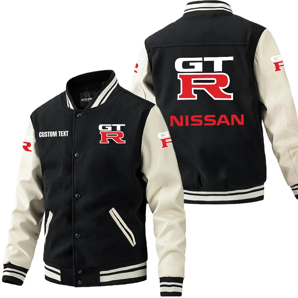 nissan gtr leder baseballjacke fr auto fans rmel mit all over print personalisierbar mit wunschname car1801112166 schwarz wei 8if6p