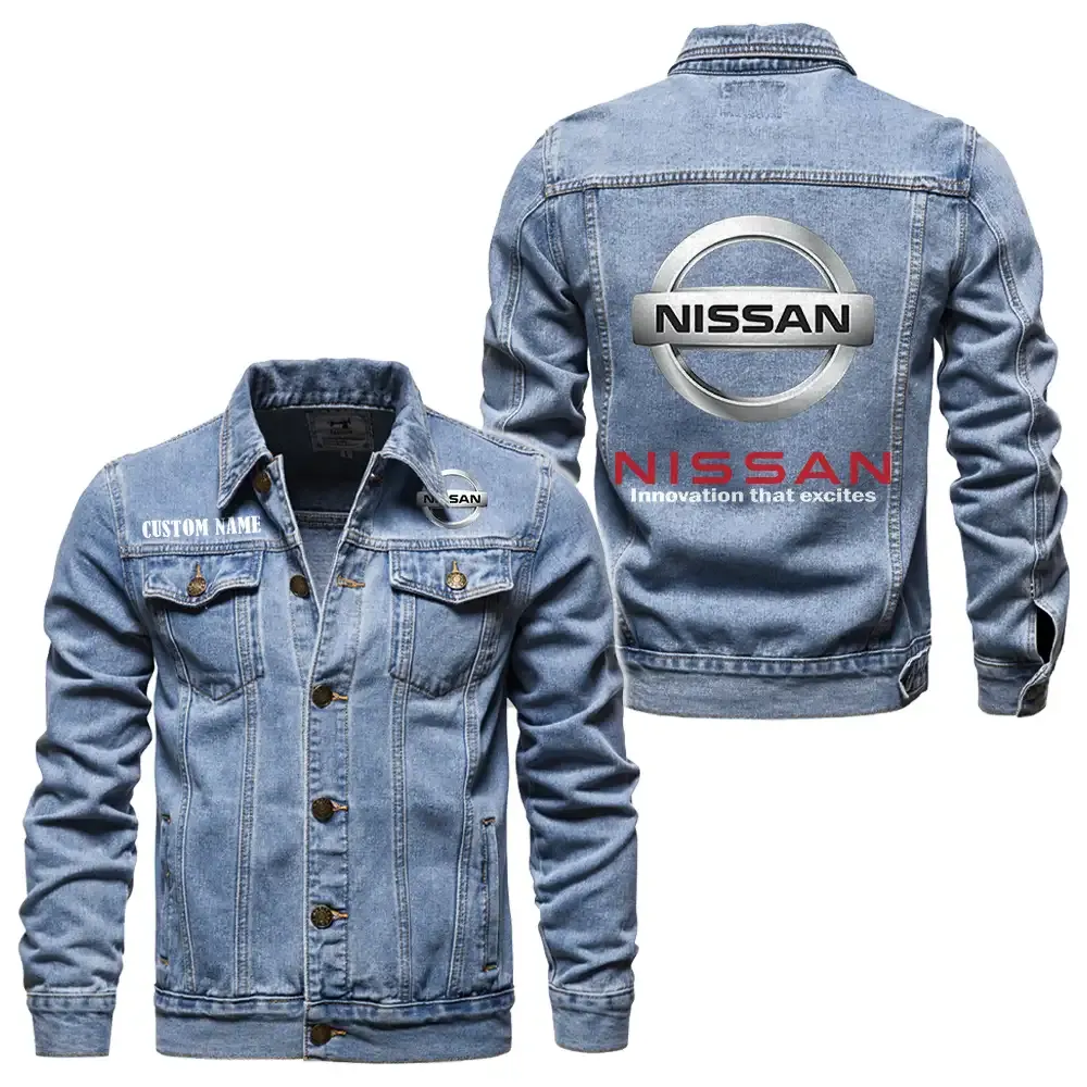 Nissan Jeansjacke für Auto-Fans – Vintage-Stil mit Wunschname personalisierbar CAR1901132216 - Hellblau