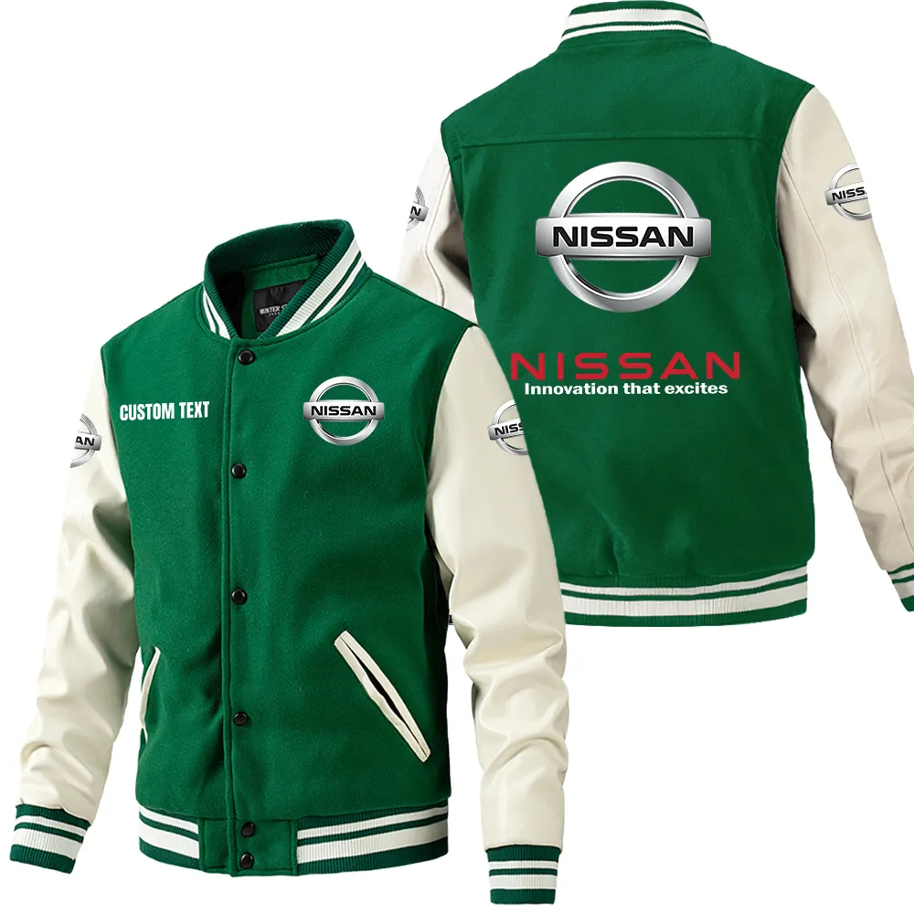 nissan leder baseballjacke fr auto fans rmel mit all over print personalisierbar mit wunschname car1801112167 grn