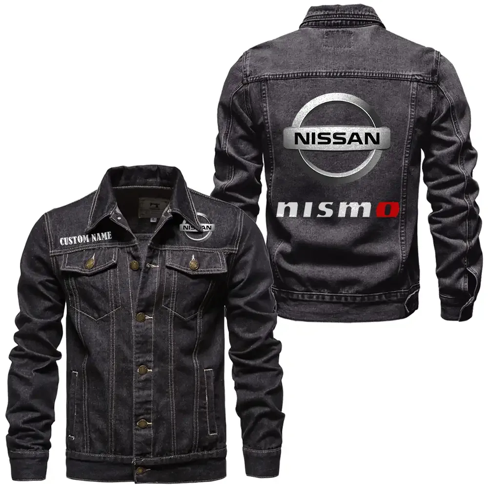 Nissan Nismo Jeansjacke für Auto-Fans – Vintage-Stil mit Wunschname personalisierbar CAR1901132218 - Schwarz
