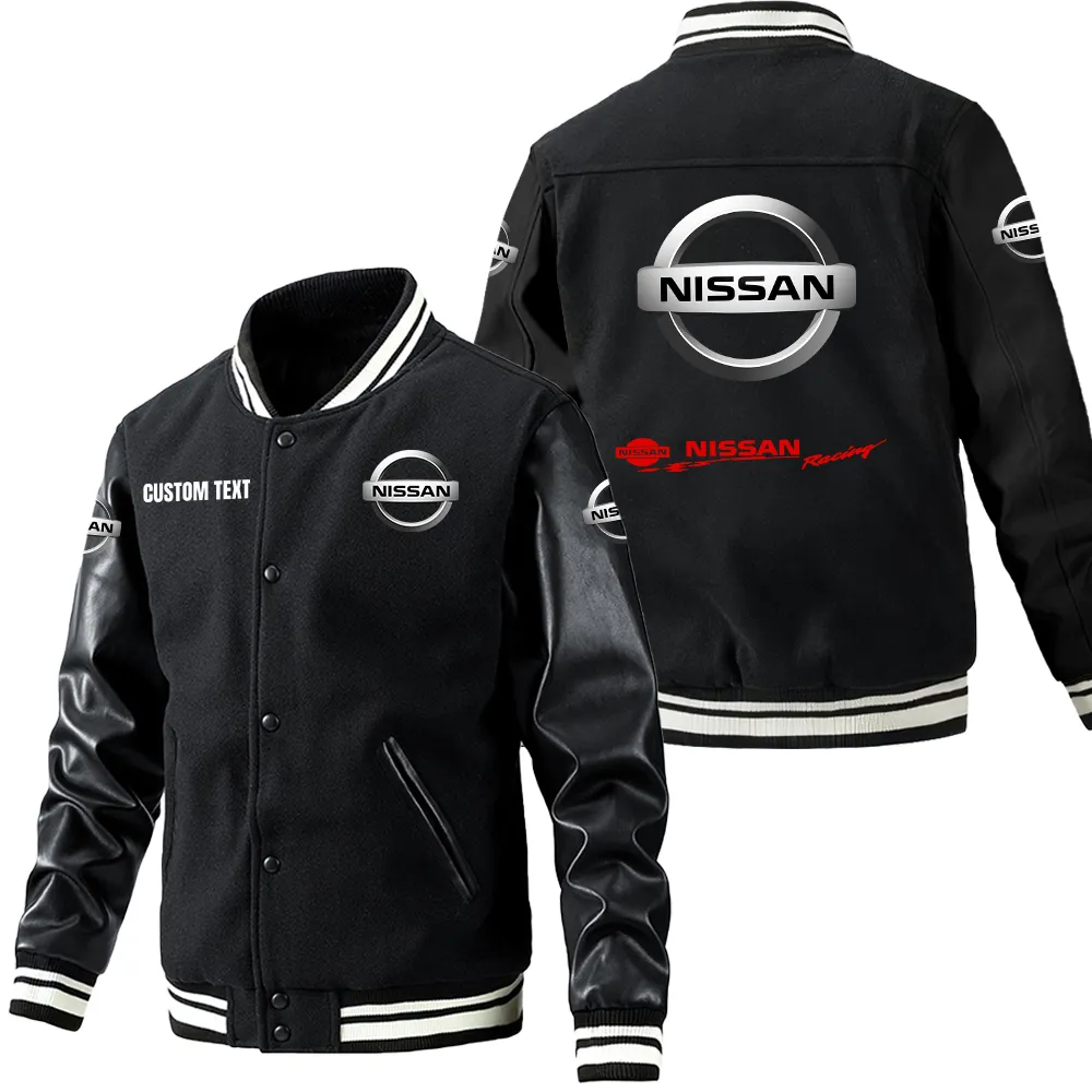 nissan racing leder baseballjacke fr auto fans rmel mit all over print personalisierbar mit wunschname car1801112171 schwarz