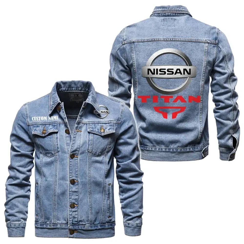 Nissan titan Jeansjacke für Auto-Fans – Vintage-Stil mit Wunschname personalisierbar CAR1901132225 - Hellblau