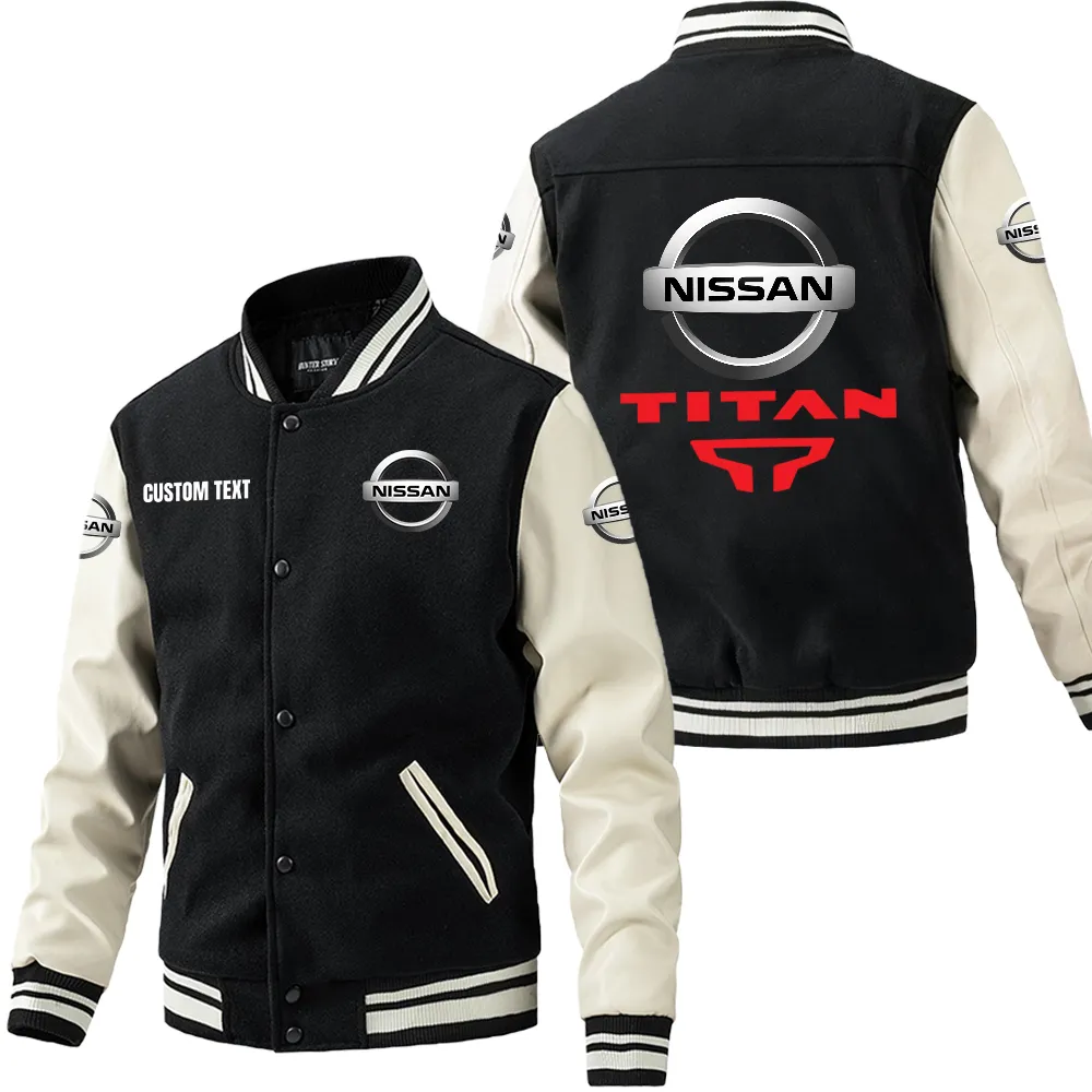 nissan titan leder baseballjacke fr auto fans rmel mit all over print personalisierbar mit wunschname car1801112174 schwarz wei