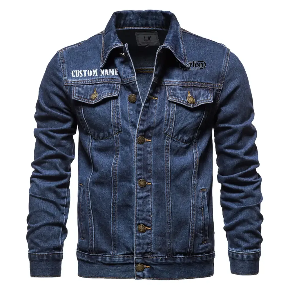 Norton Jeansjacke für Auto-Fans – Vintage-Stil mit Wunschname personalisierbar CAR1901132227 - Dunkelblau