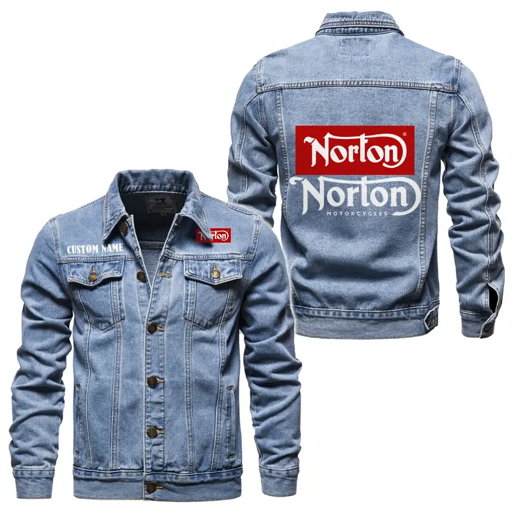 norton motorcycle company jeansjacke fr auto fans vintage stil mit wunschname personalisierbar car1901132228 hellblau gleuq