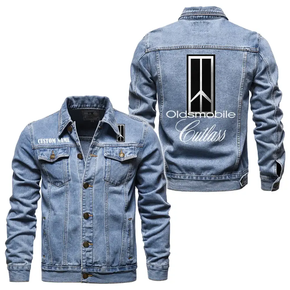 Oldsmobile Cutlass Jeansjacke für Auto-Fans – Vintage-Stil mit Wunschname personalisierbar CAR1901132229 - Hellblau