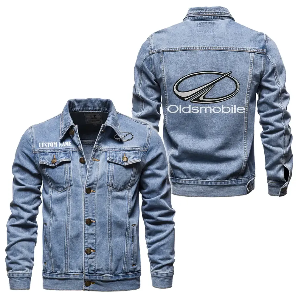 Oldsmobile Jeansjacke für Auto-Fans – Vintage-Stil mit Wunschname personalisierbar CAR1901132230 - Hellblau