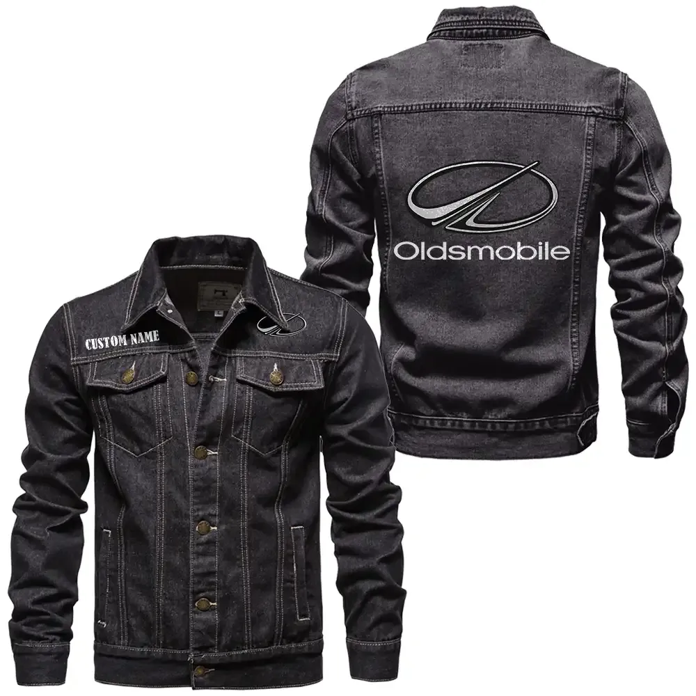 Oldsmobile Jeansjacke für Auto-Fans – Vintage-Stil mit Wunschname personalisierbar CAR1901132230 - Schwarz