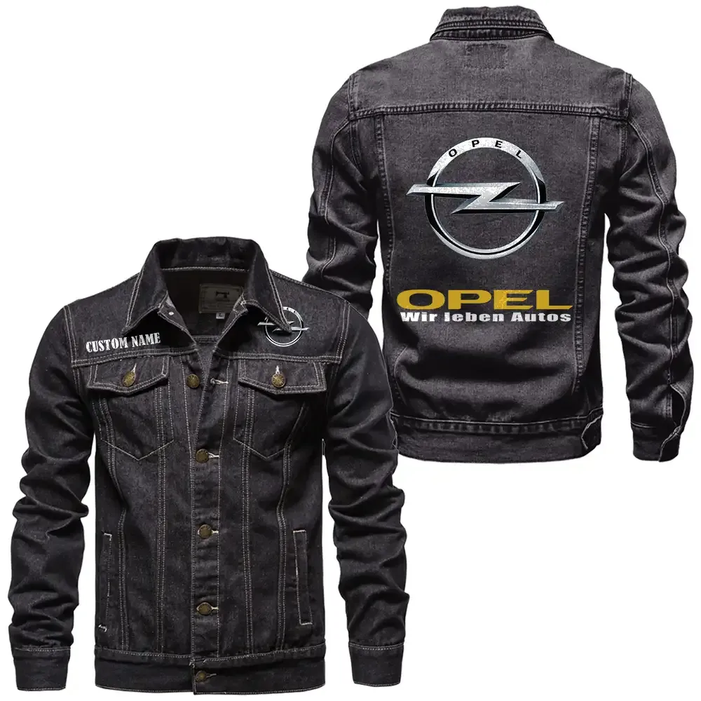 Opel Jeansjacke für Auto-Fans – Vintage-Stil mit Wunschname personalisierbar CAR1901132232 - Schwarz