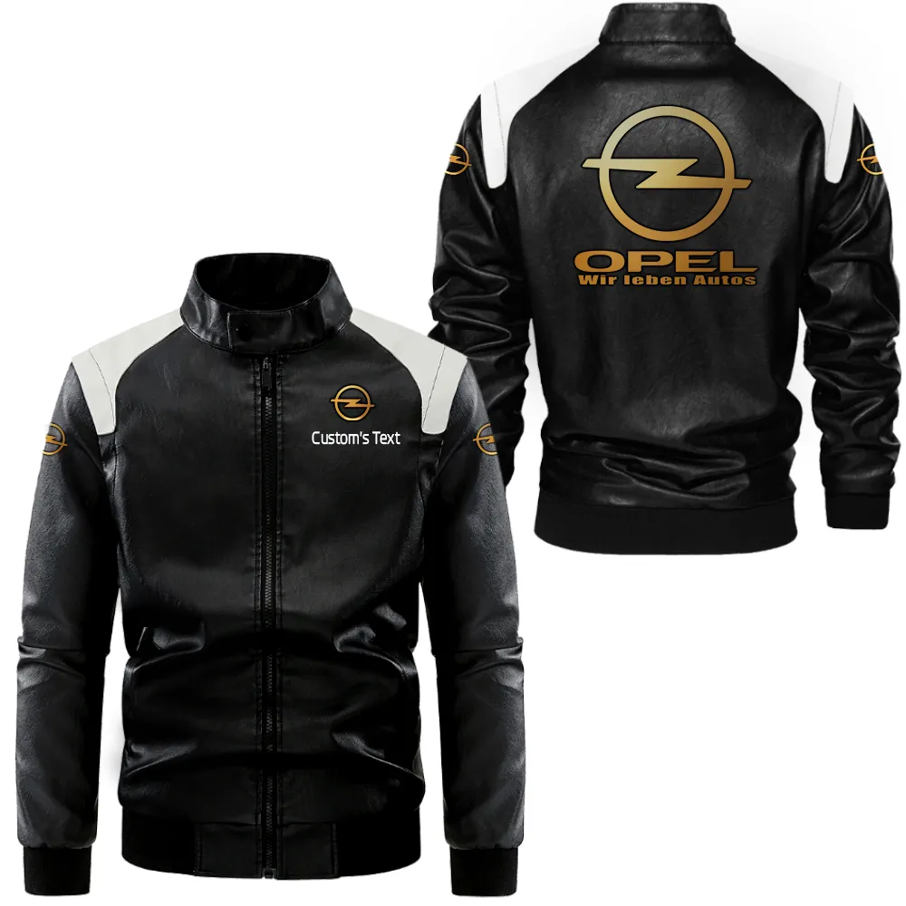 opel lederjacke in schwarz wei fr auto fans allover print personalisierbar mit wunschname car0801062279 g4utw