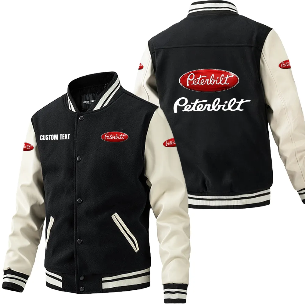 peterbilt leder baseballjacke fr auto fans rmel mit all over print personalisierbar mit wunschname car1801112181 schwarz wei 9szhm