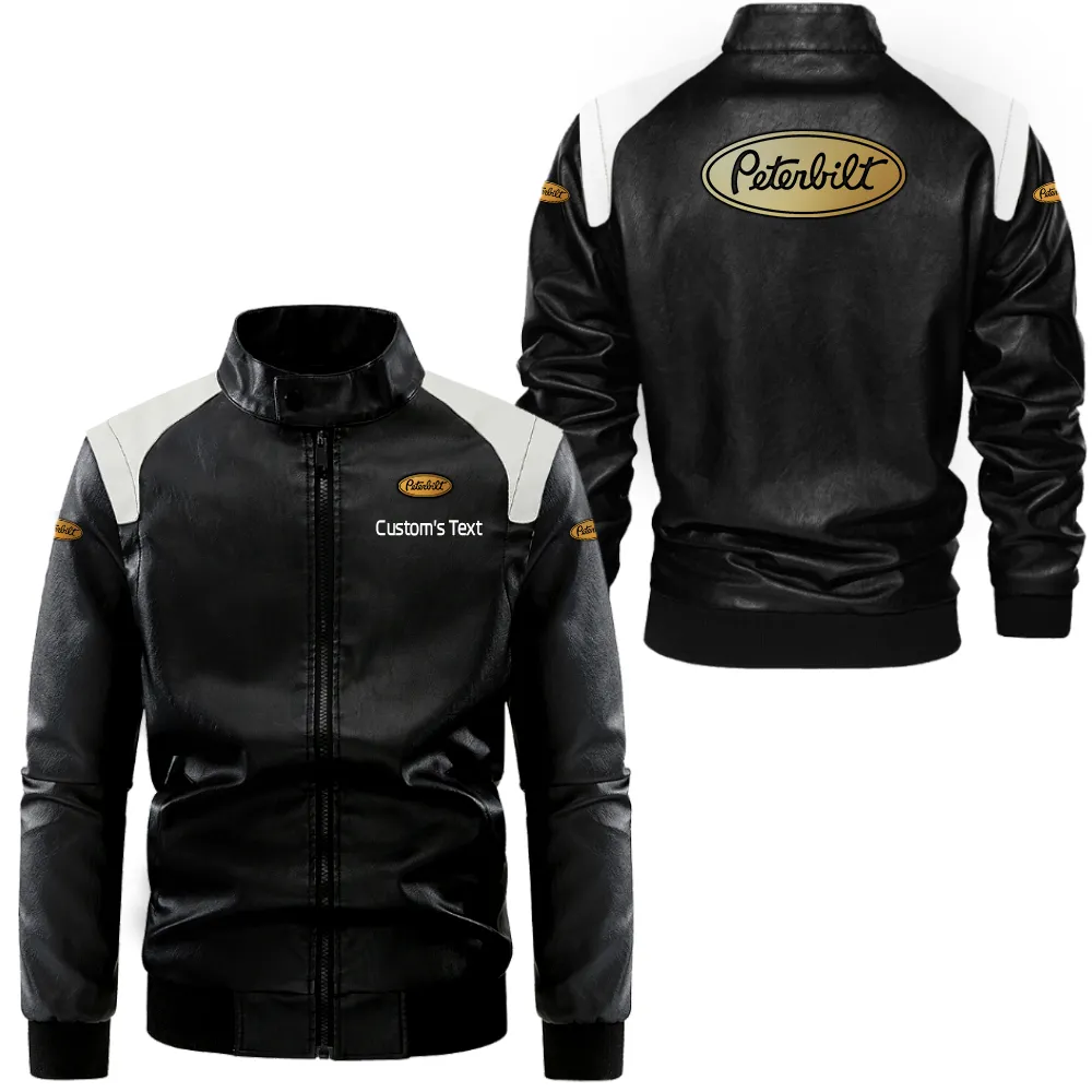 peterbilt lederjacke in schwarz wei fr auto fans allover print personalisierbar mit wunschname car0801062281 nvv05