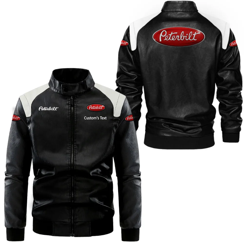 peterbilt lederjacke in schwarz wei fr auto fans allover print personalisierbar mit wunschname car0801062282 00kh4