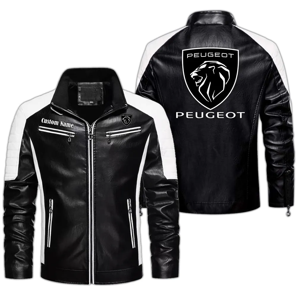 peugeot custom herren lederjacke fr autoliebhaber perfektes geschenk mit namen car0401022268 schwarz qr3l5