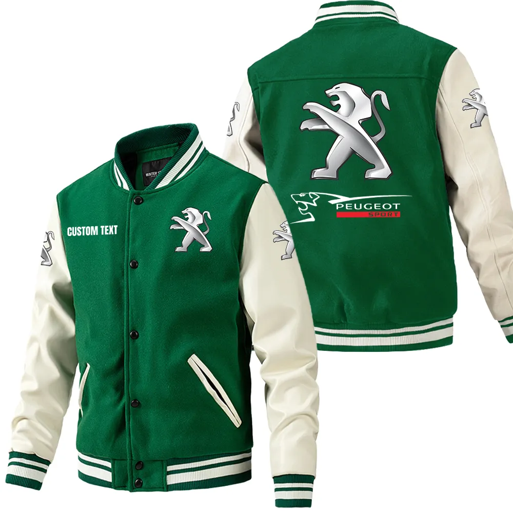 peugeot leder baseballjacke fr auto fans rmel mit all over print personalisierbar mit wunschname car1801112182 grn qvue6