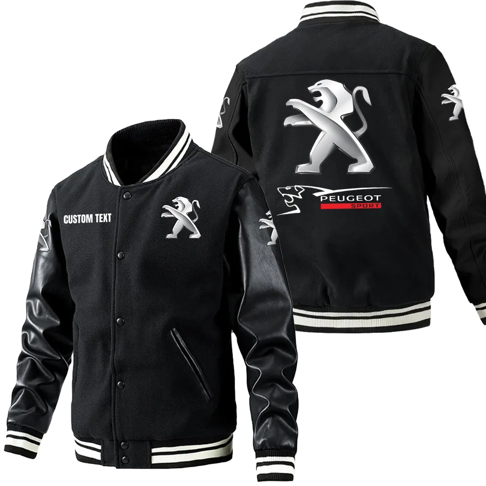 peugeot leder baseballjacke fr auto fans rmel mit all over print personalisierbar mit wunschname car1801112182 schwarz 1j8jh
