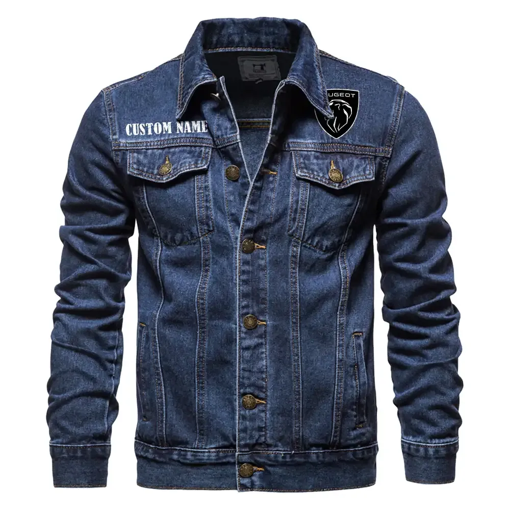 Peugeot Motorcycles Jeansjacke für Auto-Fans – Vintage-Stil mit Wunschname personalisierbar CAR1901132236 - Dunkelblau