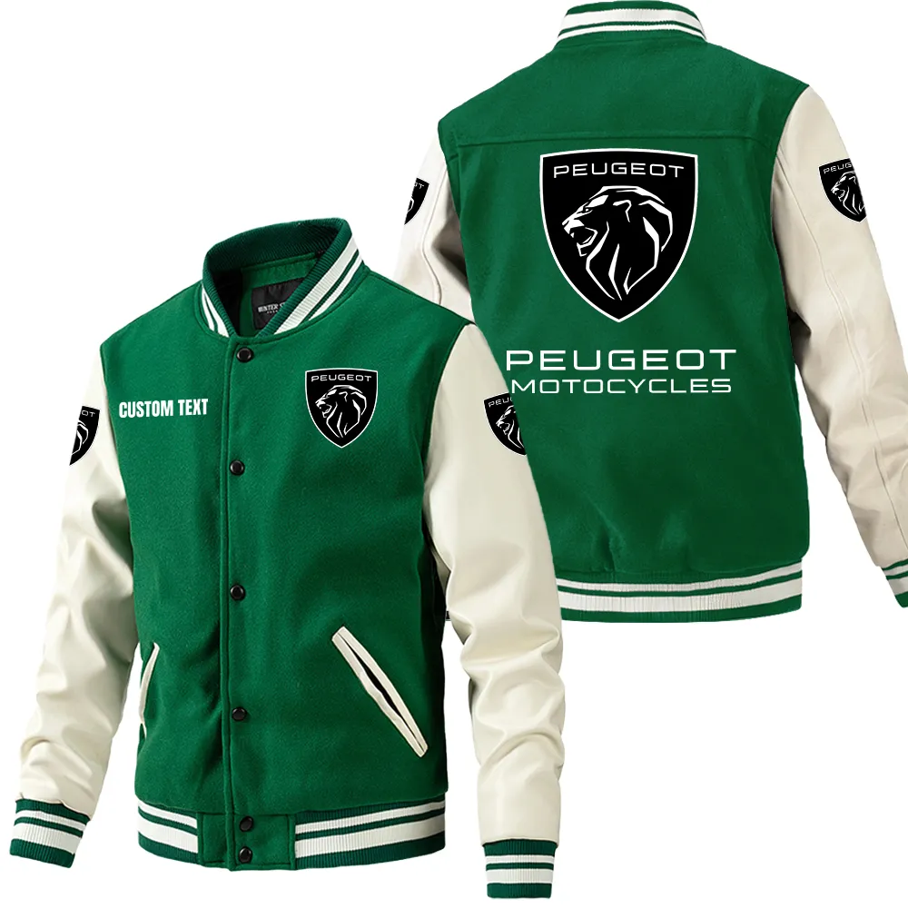 peugeot motorcycles leder baseballjacke fr auto fans rmel mit all over print personalisierbar mit wunschname car1801112183 grn