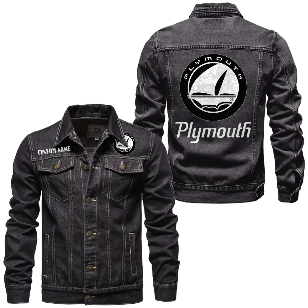 plymouth jeansjacke fr auto fans vintage stil mit wunschname personalisierbar car1901132237 schwarz