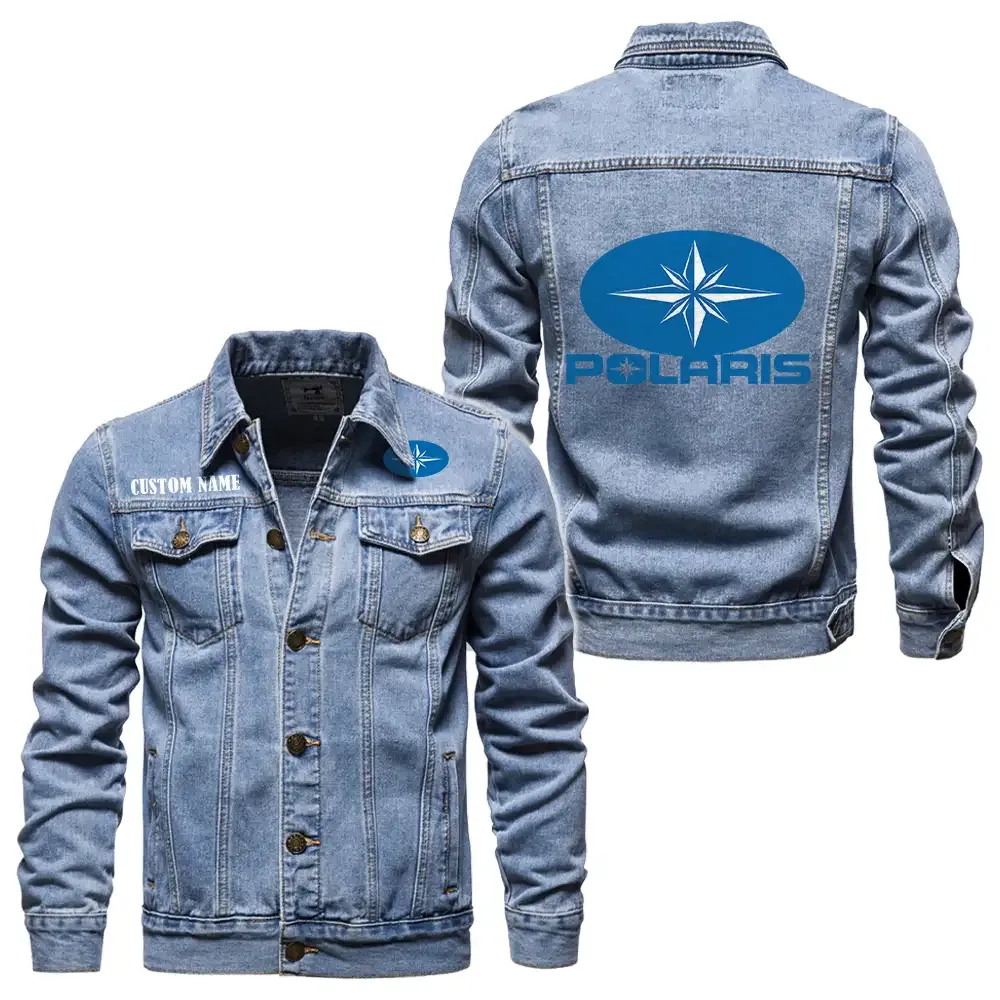 Polaris Jeansjacke für Auto-Fans – Vintage-Stil mit Wunschname personalisierbar CAR1901132238 - Hellblau