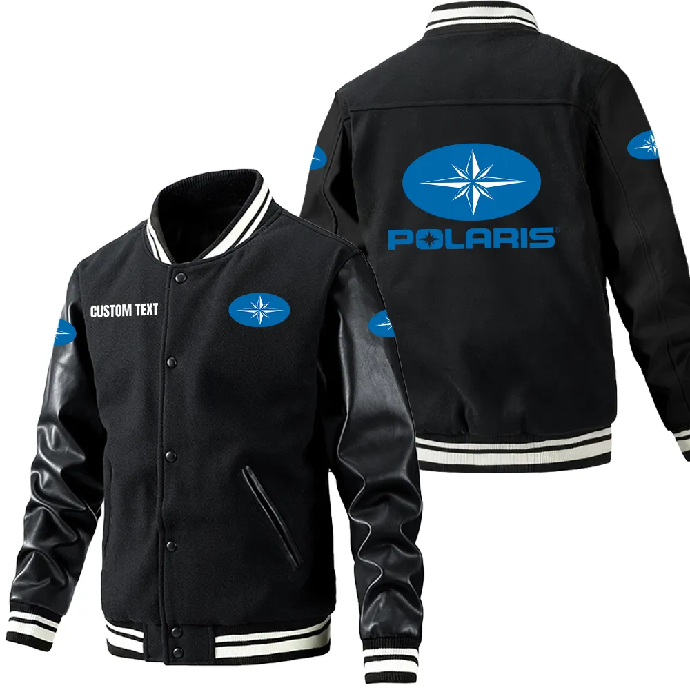 polaris leder baseballjacke fr auto fans rmel mit all over print personalisierbar mit wunschname car1801112184 schwarz