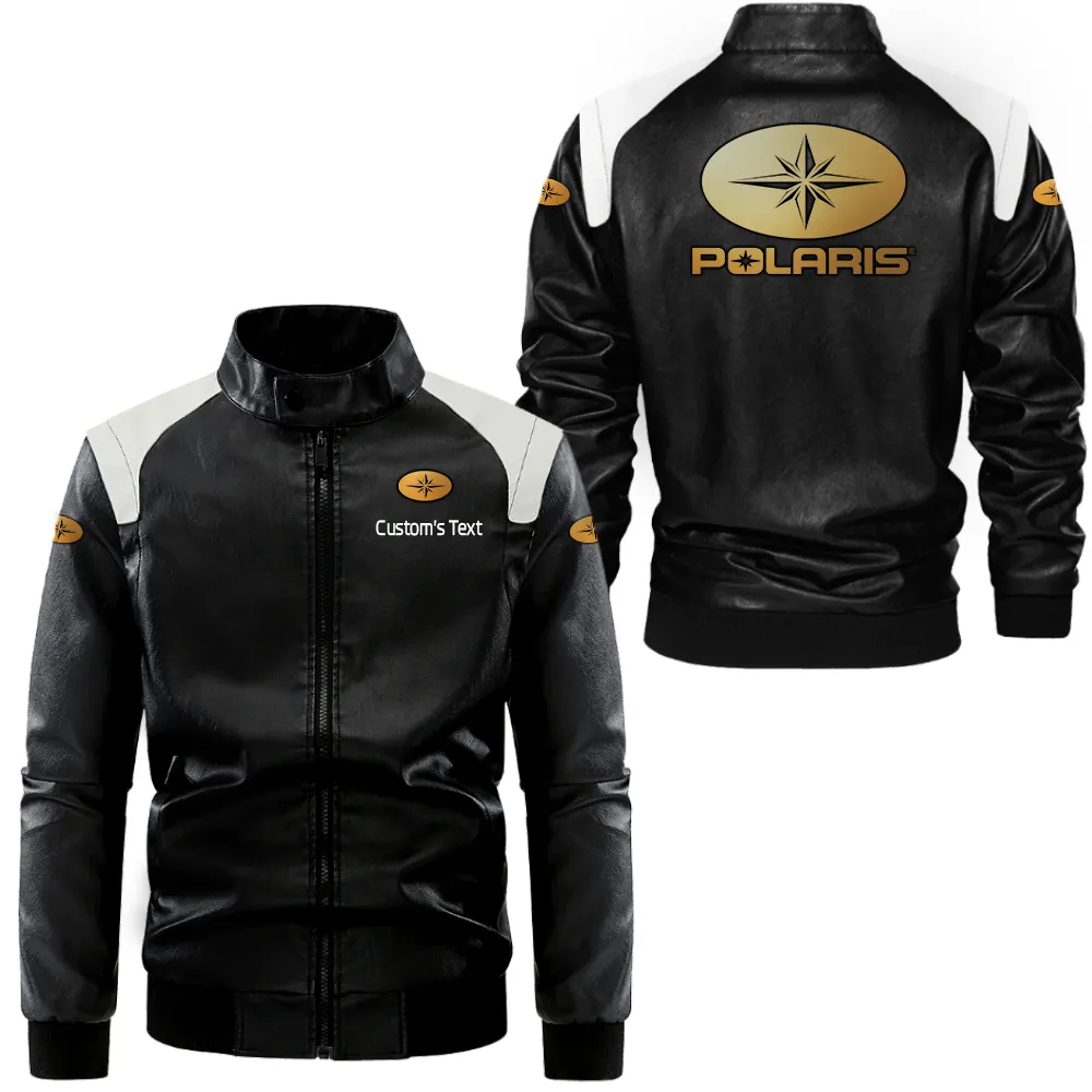 polaris lederjacke in schwarz wei fr auto fans allover print personalisierbar mit wunschname car0801062285