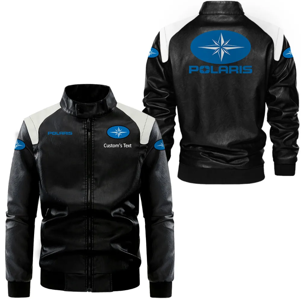 polaris lederjacke in schwarz wei fr auto fans allover print personalisierbar mit wunschname car0801062286 lvebz