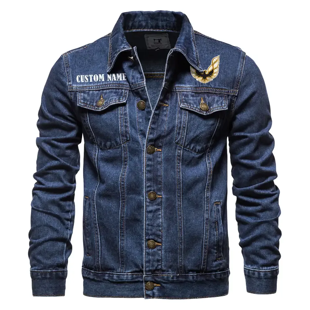 Pontiac Firebird Jeansjacke für Auto-Fans – Vintage-Stil mit Wunschname personalisierbar CAR1901132241 - Dunkelblau