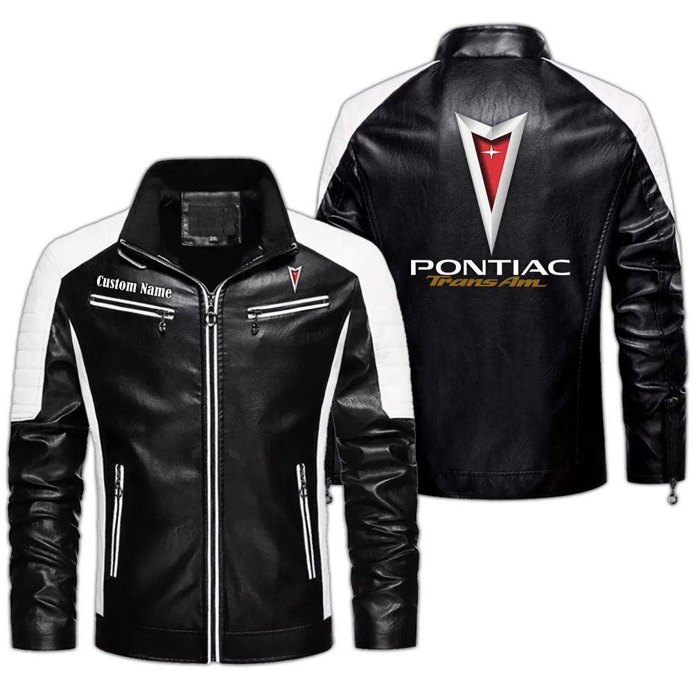 Pontiac Trans Am Custom Herren Lederjacke für Autoliebhaber, Perfektes Geschenk mit Namen  CAR0401022278 - Schwarz