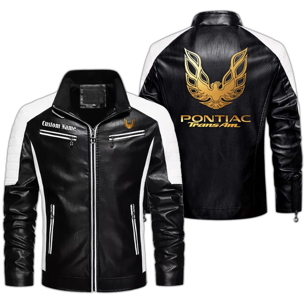 Pontiac Trans Am Custom Herren Lederjacke für Autoliebhaber, Perfektes Geschenk mit Namen  CAR0401022279 - Schwarz