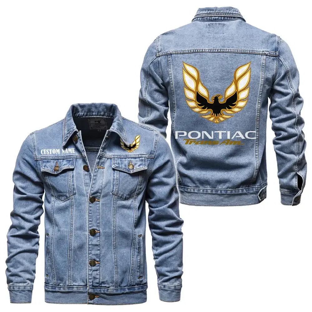 Pontiac Trans Am Jeansjacke für Auto-Fans – Vintage-Stil mit Wunschname personalisierbar CAR1901132242 - Hellblau