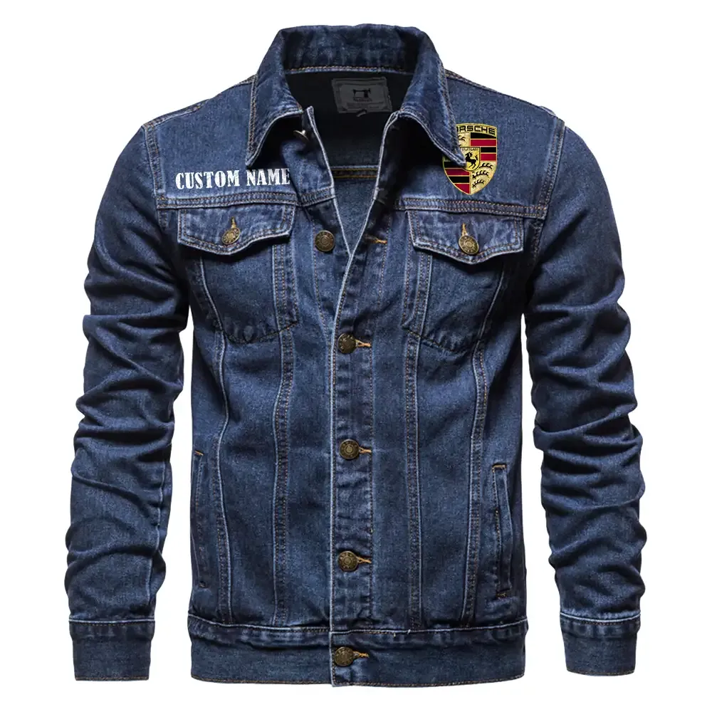 Porsche Jeansjacke für Auto-Fans – Vintage-Stil mit Wunschname personalisierbar CAR1901132244 - Dunkelblau