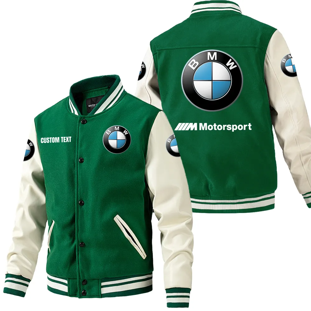 Puma Bmw Leder-Baseballjacke für Auto-Fans – Ärmel mit All-Over-Print, personalisierbar mit Wunschname CAR1801112189 - Grün