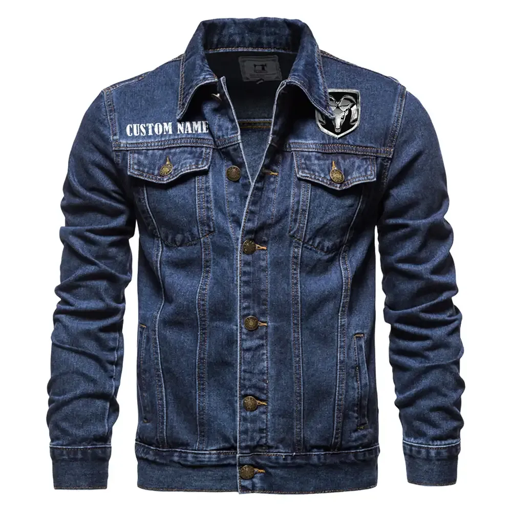 Ram Jeansjacke für Auto-Fans – Vintage-Stil mit Wunschname personalisierbar CAR1901132245 - Dunkelblau