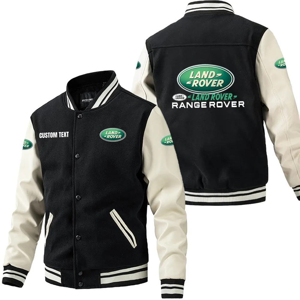 range rover leder baseballjacke fr auto fans rmel mit all over print personalisierbar mit wunschname car1801112191 schwarz wei c2pht