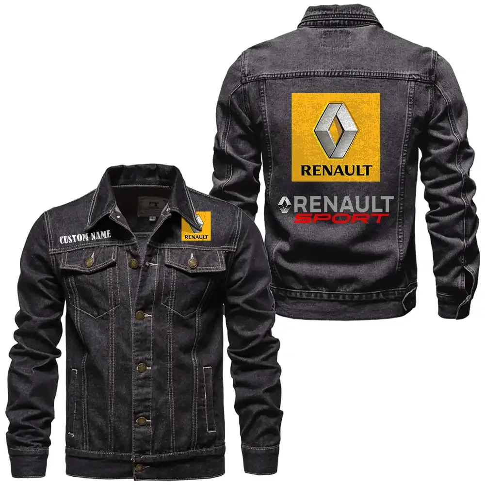Renault Jeansjacke für Auto-Fans – Vintage-Stil mit Wunschname personalisierbar CAR1901132248 - Schwarz